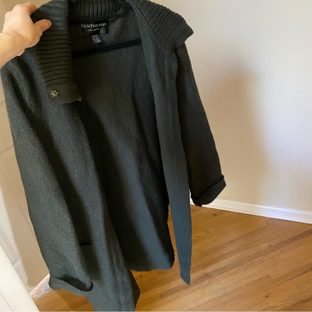 Centigrade Dark Green Wool Cardigan - Picture 6 of 6